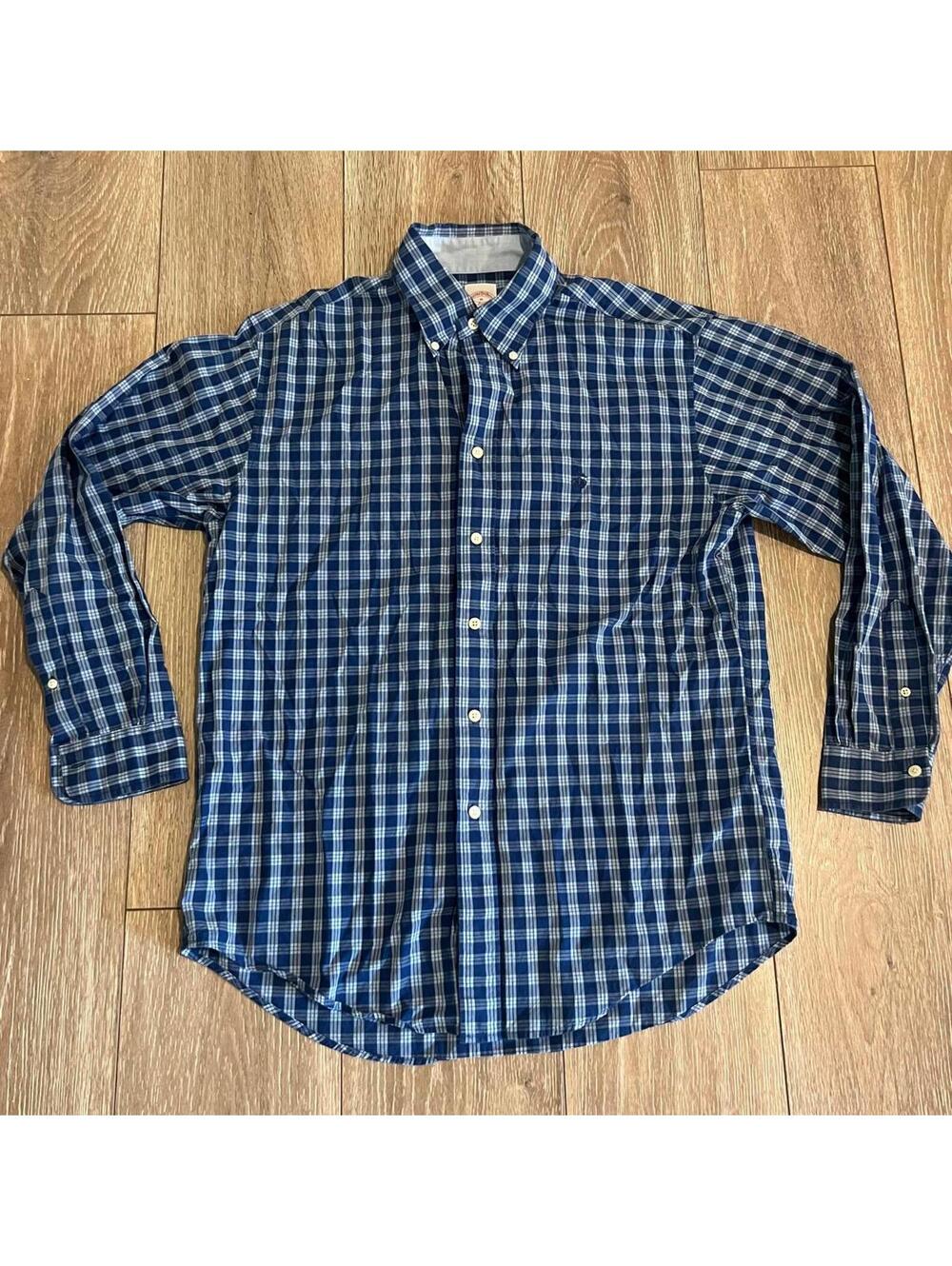 Men's Polo Brooks Brothers Blue and White Check Button-Down Shirt